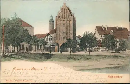 Postcard Stolp Słupsk Straßenpartie Mühlentor 1899  Pommern