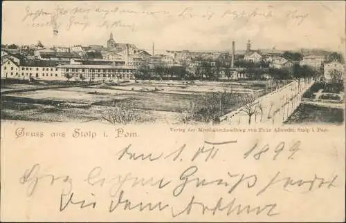 Postcard Stolp Słupsk Weg zur Stadt Fabriken 1899