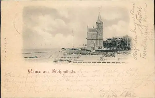 Postcard Stolpmünde Ustka Leuchtturm Pommern 1899