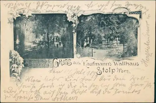 Postcard Stolp Słupsk 2 Bild Kaufmann's Wallhaus 1899  Pommern