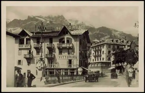 Cortina d´Ampezzo Ponte nuovo sulla Bigontina, Brücke Auto Hotel Vittoria 1930