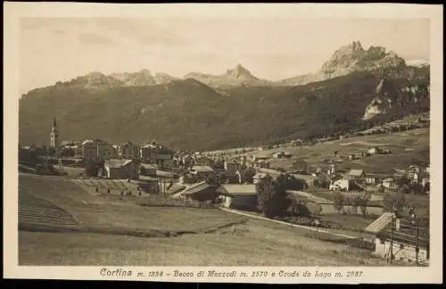 Cortina d´Ampezzo Panorama Cortina Becco di Mezzodi e Croda da Lago 1910