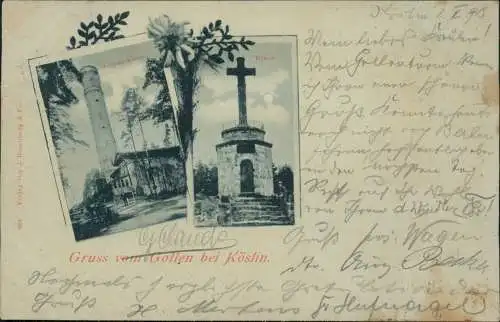 Postcard Köslin Koszalin 2 Bild Gollenberg Kreuz Turm Pommern 1898