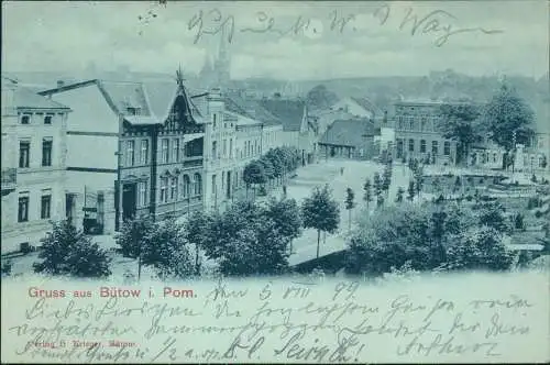 Postcard Bütow Bytów Straßenpartie Villa Mondschein 1899  Pommern