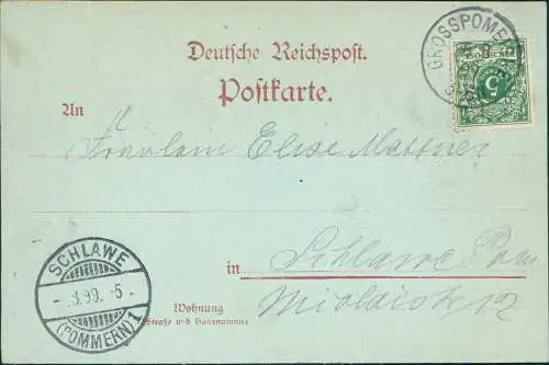 Postcard Bütow Bytów Straßenpartie Villa Mondschein 1899  Pommern