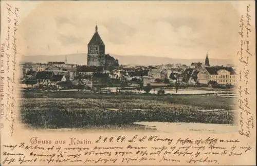 Postcard Köslin Koszalin Partie an der Stadt coloriert 1899  Pommern