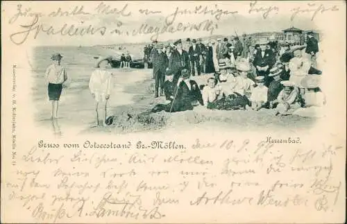 Postcard Großmöllen Mielno Strand Herrenbad n Köslin Koszalin Pommern 1899