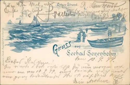 Sorenbohm Sarbinowo Mielno Strand  Blaudruck 1899  b. Pommern Köslin Koszalin