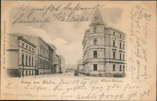 Postcard Köslin Koszalin Elisenstraße Pommern 1899