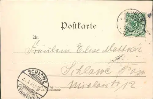 Liebe Liebespaar Love bei Mondschein Künstlerkarte 1899  Stempel Köslin Schlawe