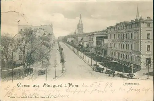 Postcard Stargard in Pommern Stargard Szczeciński Jobststraße Turm 1899  Pommern