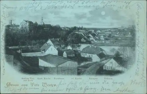 Tütz (Grenzmark) Tuczno Straße Pommern Mondschein 1899  b Wałcz Deutsch Krone