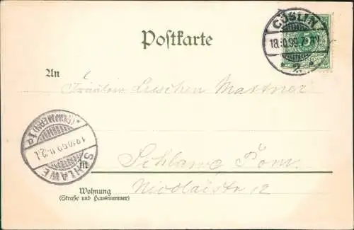 Ansichtskarte  Künstlerkarte Märzenbecher 1899  gel. Stempel Köslin Schlawe