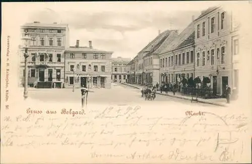 Postcard Belgard an der Persante Białogard Marktplatz Geschäfte 1899 Pommern