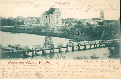 Postcard Flatow (Grenzmark) Złotów Brücke mit Tor - Stadt 1899