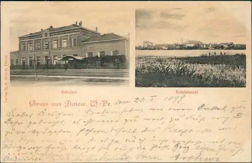 Postcard Flatow (Grenzmark) Złotów 2 Bild Bahnhof Totale 1899