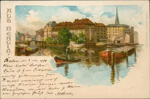 Schneidemühl Piła (miasto) Flusspartie Dampfer Künstlerkarte 1899