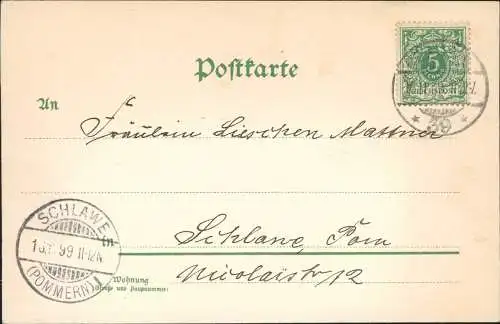 Ansichtskarte  Kinder Künstlerkarte Blüten als Köpfe Rosen Kuss 1899