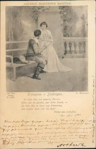 Ansichtskarte  Liebe Liebespaare - Love Frau Trompeter v. Säckingen. 1900