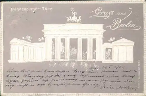 Ansichtskarte Mitte-Berlin Brandenburger Tor Künstlerkarte 1900 Prägekarte