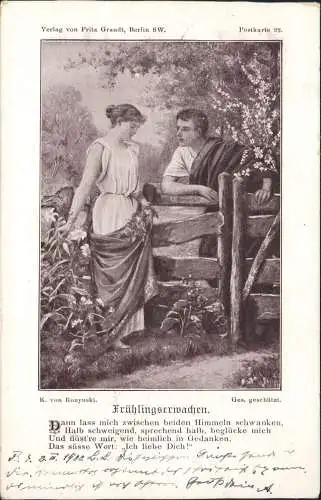 Ansichtskarte  Liebe Liebespaare - Love Frühlingserwachen 1900