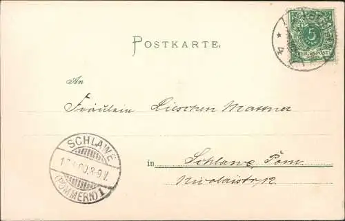 Ansichtskarte  Künstlerkarte Dienstag Frau Jugendstil 1900  Stempel Schlawe