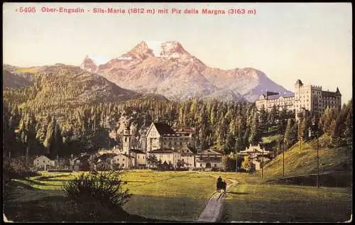 Ansichtskarte Oberengadin Sils-Maria mit Piz della Margna 1913