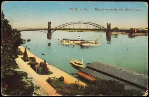 Ansichtskarte Bonn Rheinpromenade mit Rheinbrücke Dampfer 1916