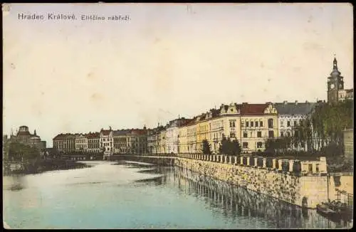 Postcard Königgrätz Hradec Králové Eliščino nábřeží. 1913