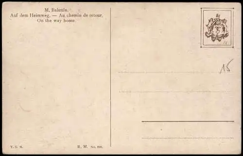 Künstlerkarte: Gemälde M. Balunin. Auf dem Heimweg Rußland Typen 1913