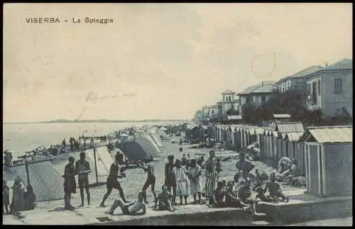 Cartoline Viserba-Rimini La Spiaggia - Strand Villen 1929  Italia