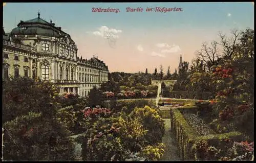 Ansichtskarte Würzburg Partie im Hofgarten. 1924