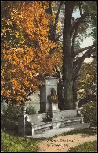 Ansichtskarte Tegernsee (Stadt) Stimmungsbild Herbst am Stieler-Denkmal 1912