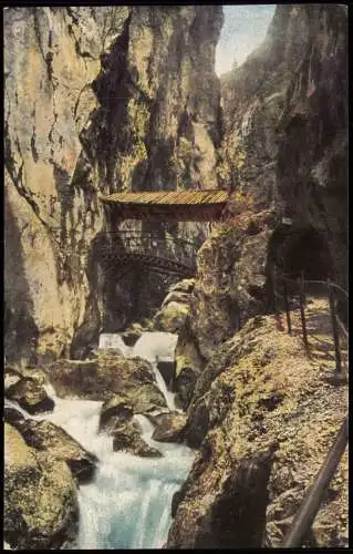 Ansichtskarte Grainau Photochromiekarte Höllentalklamm Bogenbrücke 1910