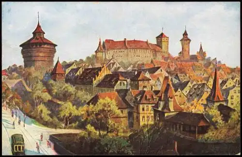 Ansichtskarte Nürnberg Hallertorpanorama 1913