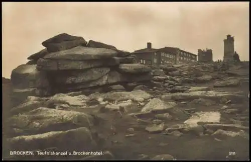 Ilsenburg (Harz) BROCKEN. Teufelskanzel u. Brockenhotel - Fotokarte 1927