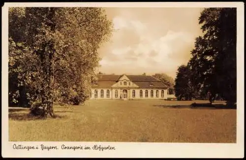 Ansichtskarte Oettingen in Bayern Orangerie im Hofgarten - Fotokarte 1940