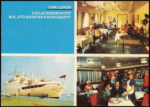 Ansichtskarte  Urlauberschiff MS Völkerfreundschaft Veranda Bar 1967