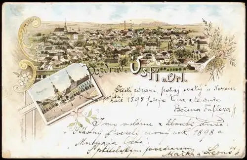 Litho AK Wildenschwert Ústí nad Orlicí Gruss aus Stadt Markt 1898