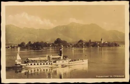 Ansichtskarte Chiemsee Fraueninsel - Chiemsee Dampfer Steamer 1939