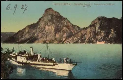 Ansichtskarte Traunstein Traunsee (422 m) - Dampfer Gisela 1911