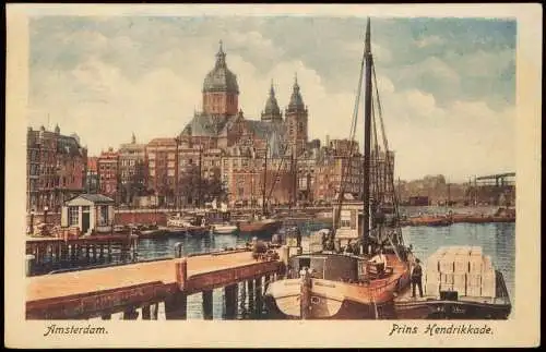 Postkaart Amsterdam Amsterdam Prins Hendrikkade. Fischerboot 1925