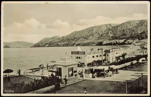 Weschke Baška  Bescanuova Pavillon und Restaurant Strand 1932  Kroatien Croatia