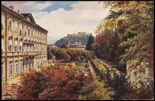 Ansichtskarte Salzburg Künstlerkarte Mirabellgarten 1913