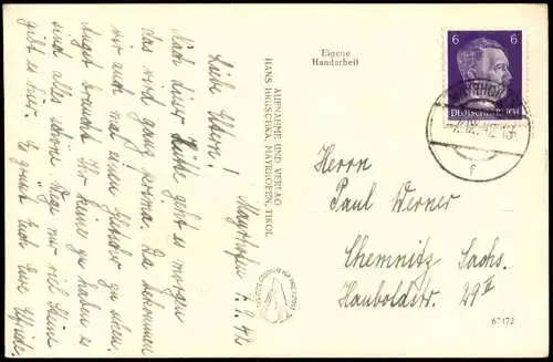 Ansichtskarte Ginzling-Mayrhofen Berliner Hütte Zillertal 1942
