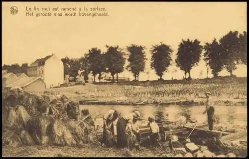 Postkaart Belgien Landwirtschaft Bauern Feld Fluß 1912