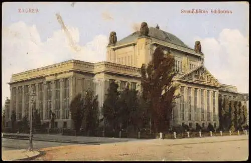 Postcard Zagreb Sveučilištna biblioteka 1914