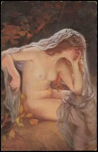 Stember. Elegie. Elégie. Elegy Erotik nackt - Nude Künstlerkarte Frau 1911