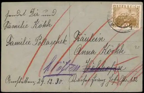 Neujahr Sylvester New Year Postkutsche in der Stadt GOLD 1920  Prägekarte