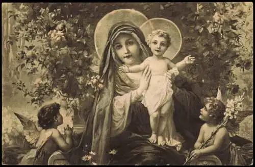 Ansichtskarte  Rosenmadonna. Jesus Engel Angel Religion Kirche 1914